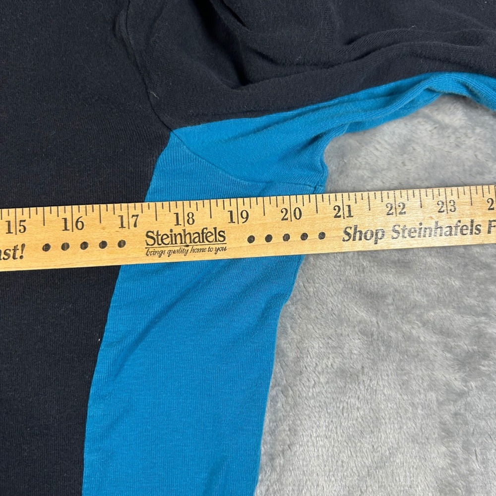 Harley Davidson Mock Neck Shirt Womens Large Black Teal Blue Long Sleeve Cotton - Picture 5 of 6